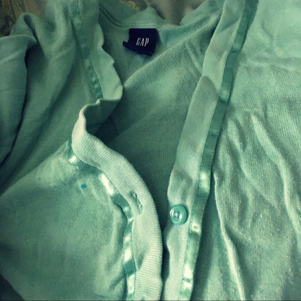 Teal GAP 3/4-sleeve Button Cardigan